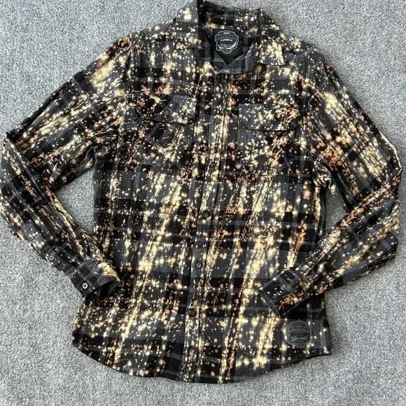 Angry Minnow Vintage Shirt Womens Small Black Bleached Flannel Wild Women Dance - Picture 2 of 12